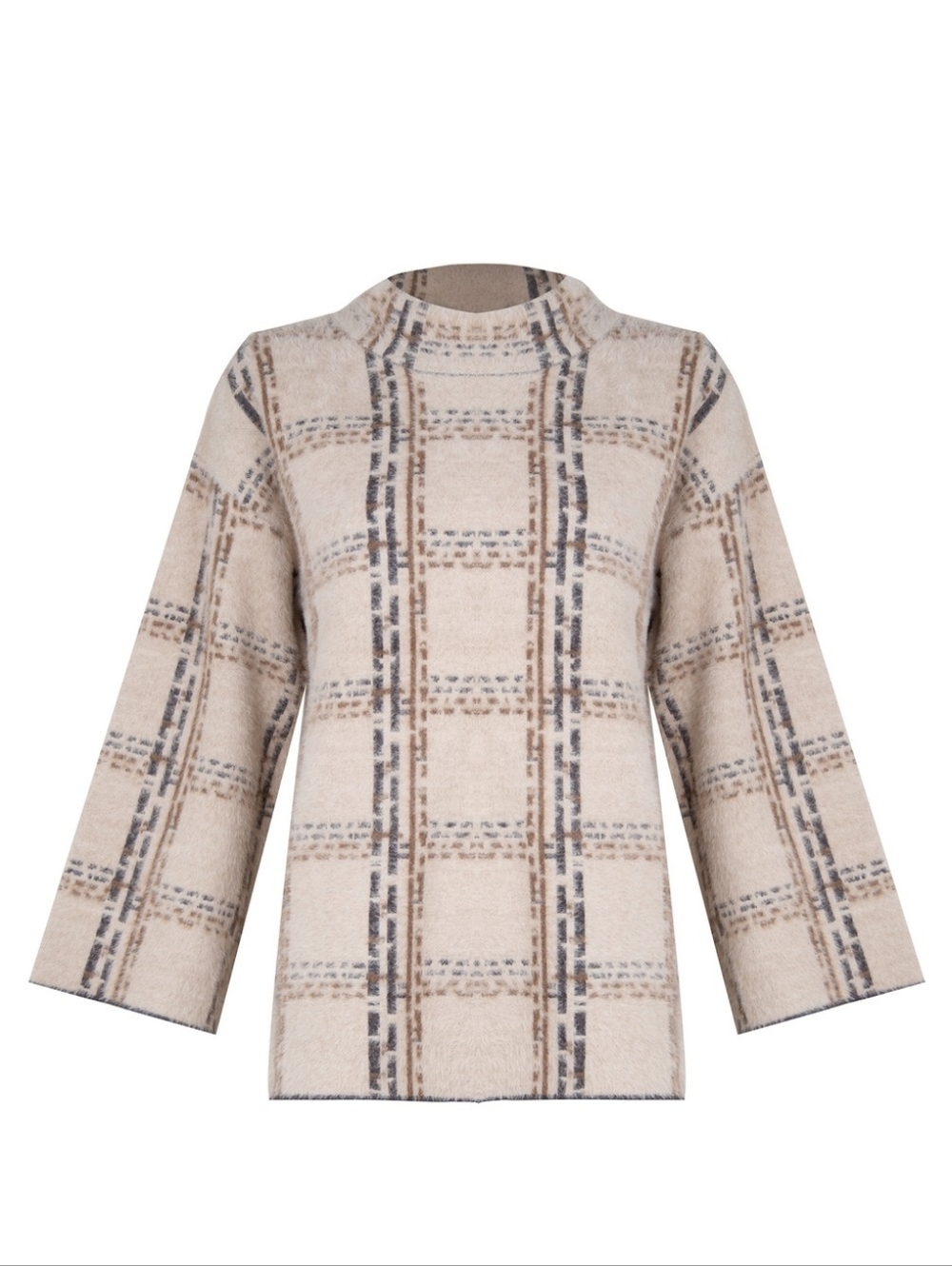 Foil Size Medium Beige Plaid Cozy Sweater